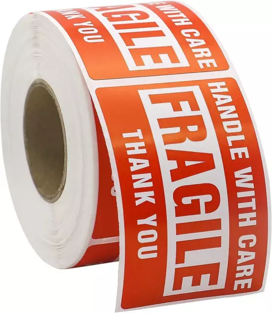 2x3" Fragile Stickers Handle with Care Warning Packing Shipping Label - 500 Roll