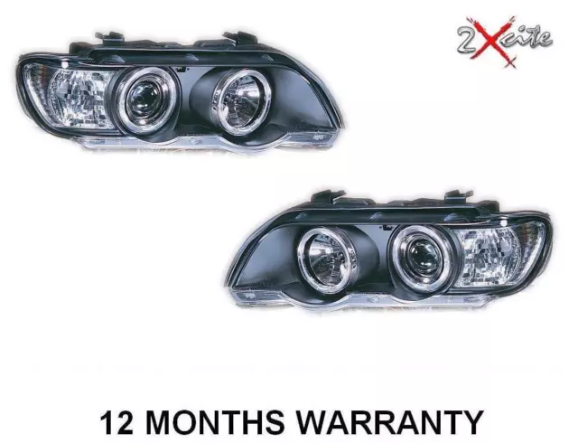 Bmw X5 E53 1998-2003 Black Projector Led Halo Angel Eye Headlights E Marked