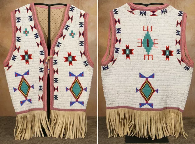 Old American Style Handmade Sioux Horses Beaded Powwow Regalia Vest BV711