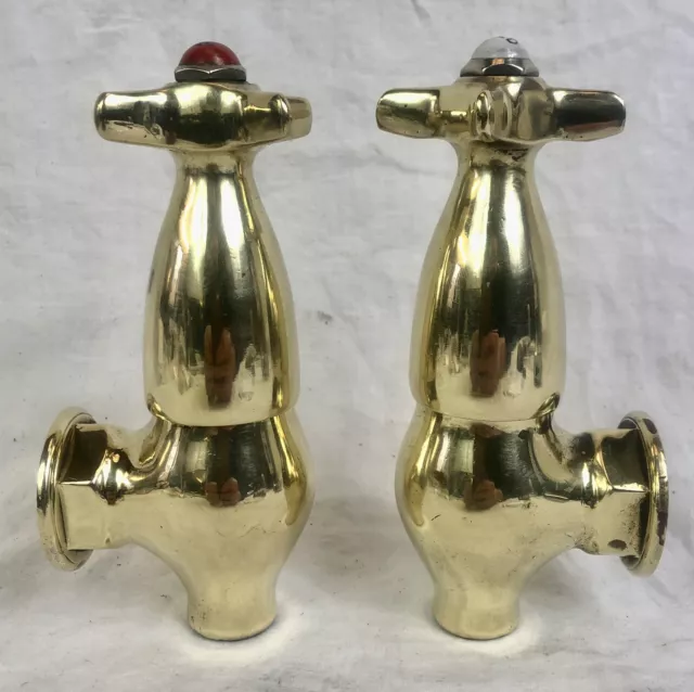 Globe Brass Taps, Original, Matched Pair, Wall / Bath Mounted, Antique, Torpedo