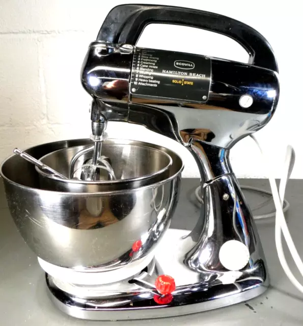Scovill Hamilton Beach Stand Mixer Model 60 10 Speed Gold With Dough Hook ,  Stainless Steel Mixing Bowls 