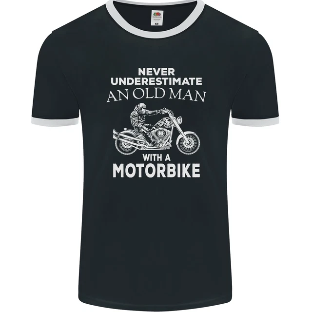 Maglietta Biker Old Man Moto Moto Divertente Uomo Ringer FotoL