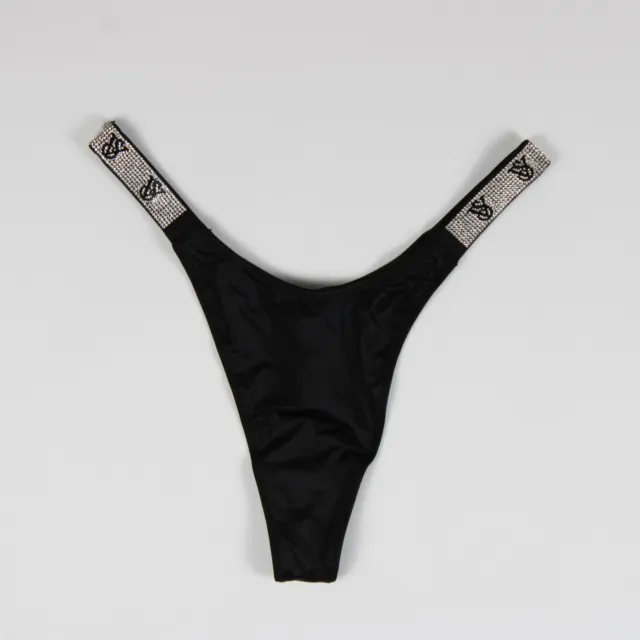 Victoria's Secret Very sexy Rhinestone Straps Thong Panty Black 11227059