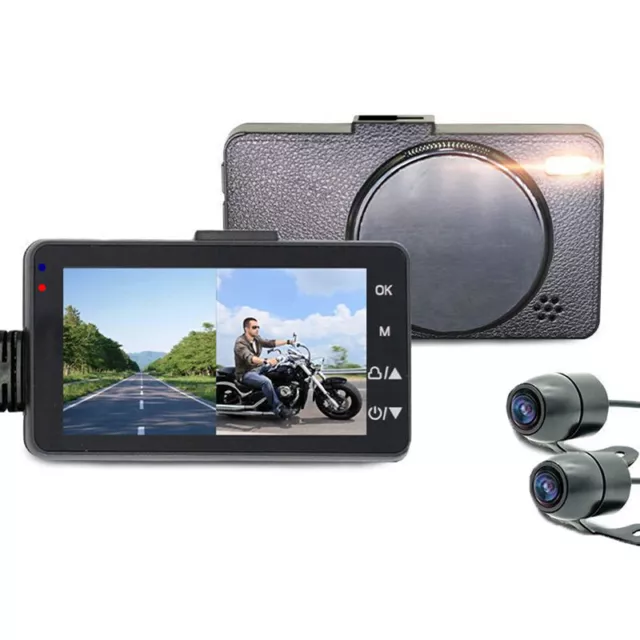 Videocamera DVR 3"" 140° Motociclo Doppia Azione Videocamera Impermeabile~H7