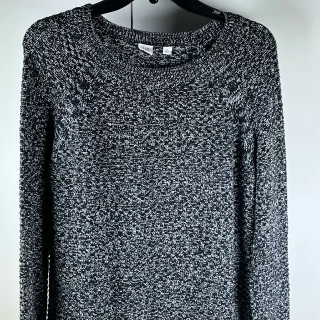 Gap For Good Womens Pullover Sweater Black Marled Textured Long Sleeve Knit S