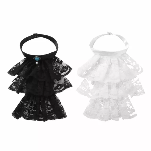 Colletto vittoriano pizzo Jabot con volant steampunk costume da pirata accessori