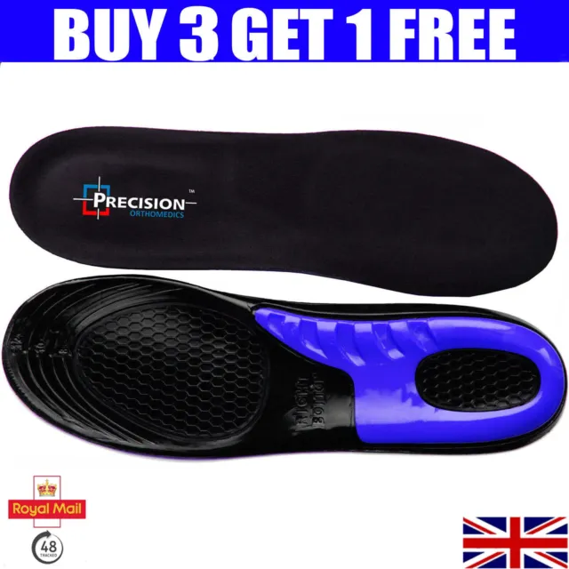 Work Boots Orthotic Foot Arch Heel Support Shoe Inserts Massaging Gel Insoles Uk