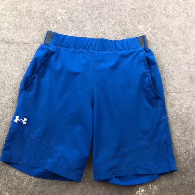 Under Armour Shorts Mens Medium Blue Fitted Logo Gym 8" Inseam *