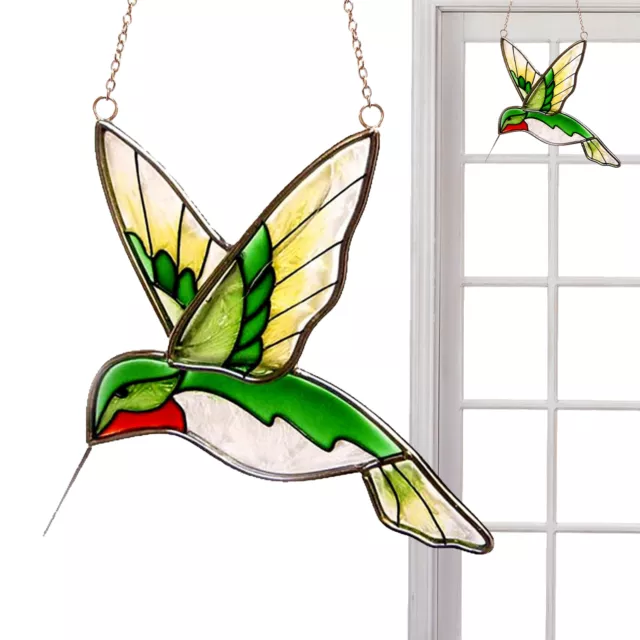 Stained Glass Hummingbird Hanging Ornament Window Suncatcher Home Wall Decor