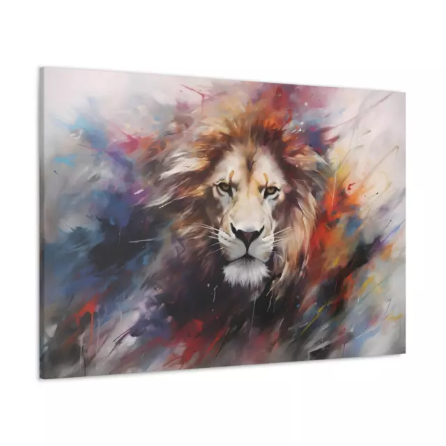 Lion Canvas Big Cat Abstract Animal Painting Style Print Wall Art Decor