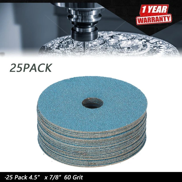 Paquete de 25 discos de lijado y molienda de fibra de resina de circonio de 4,5"" x 7/8"" arena 60 EE. UU.