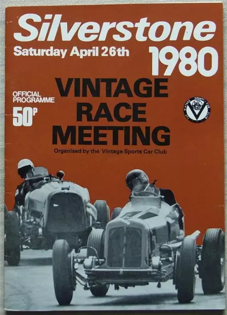SILVERSTONE 26 Apr 1980 VSCC VINTAGE RACE MEETING Car Races Programme