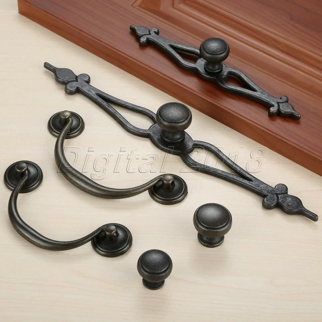 1 Pc Antique Black Cabinet Knobs Wardrobe Cupboard Drawer Kitchen Pull Handles