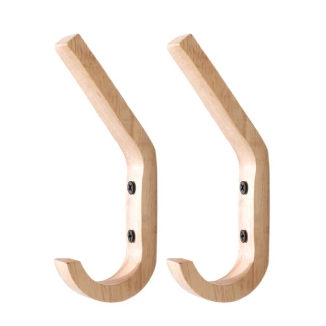 2 Pcs Oak  Hat Hanger Towel Coat Small Wall Hooks Entryway for  Coat Hook