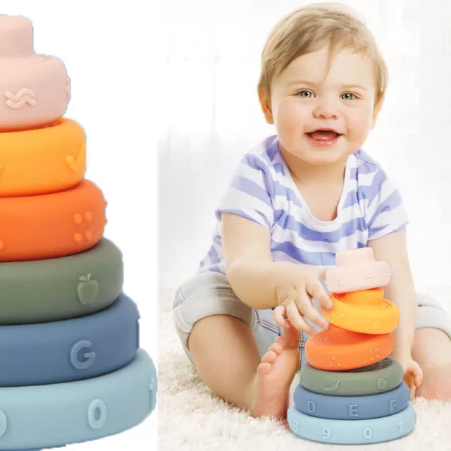 Baby Teething Toys, Sensory Developmental Stacking Building Blocks for Infants