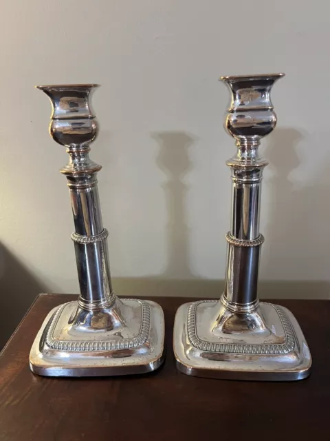 Fine GEORGIAN OLD SHEFFIELD PLATE CANDLESTICKS c1790