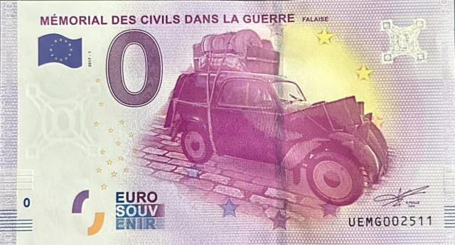 Billet 0 Euro  Memorial Des Civils Dans La Guerre France  2017  Numero Divers