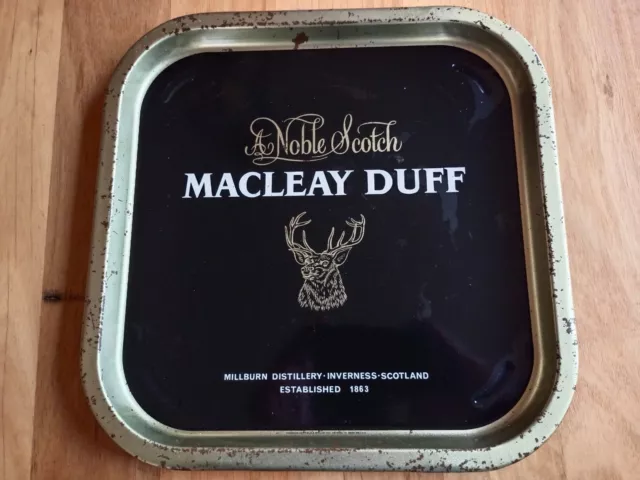 Vintage Macleay Duff Scotch Whisky Advertising Tin Serving Tray Home Bar