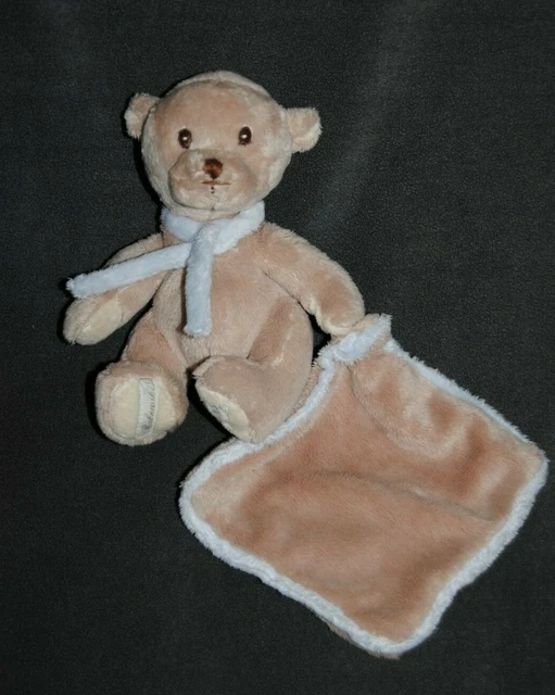 Peluche Doudou Ours Baby Boy BARBARA BUKOWSKI Marron Mouchoir Echarpe 19Cm TTBE