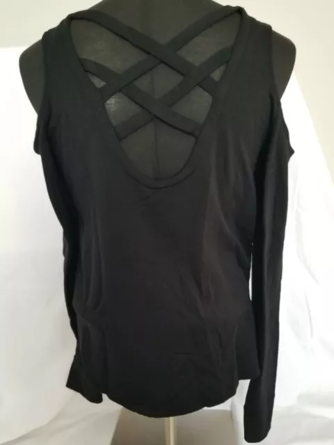 Generation Love Sz S Black Marie Crisscross Top Sweatshirt Cold Shoulder $148 2