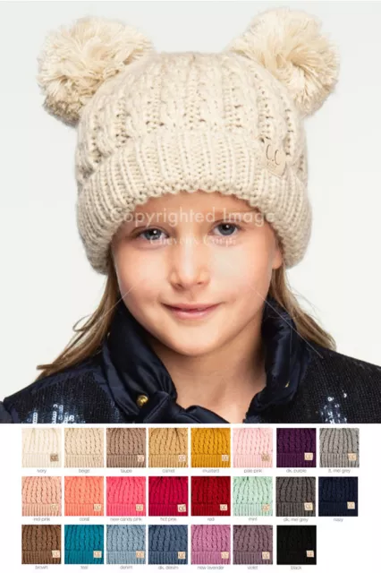 C.C Kids Children Girl Boy Knitted Chunky Thick Stretchy Beanie 2-6yr