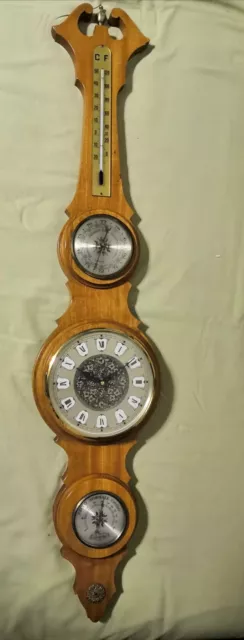 Orologio, termometro, igrometro e barometro [NON FUNZIONANTE] in legno da parete