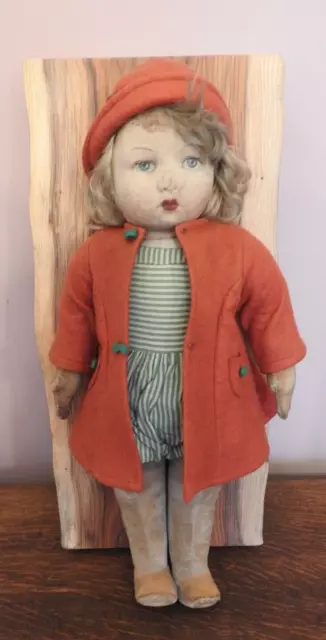 CHAD VALLEY HYGIENIC TOYS CLOTH DOLL 1930's, VINTAGE DOLL, DRESSED DOLL 18"tall