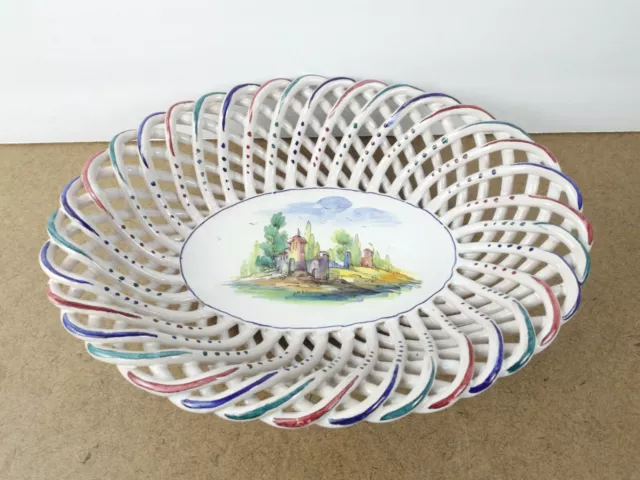 Ugo Zaccagnini Italian Art Pottery Bowl Woven Landscape    (item#b11)