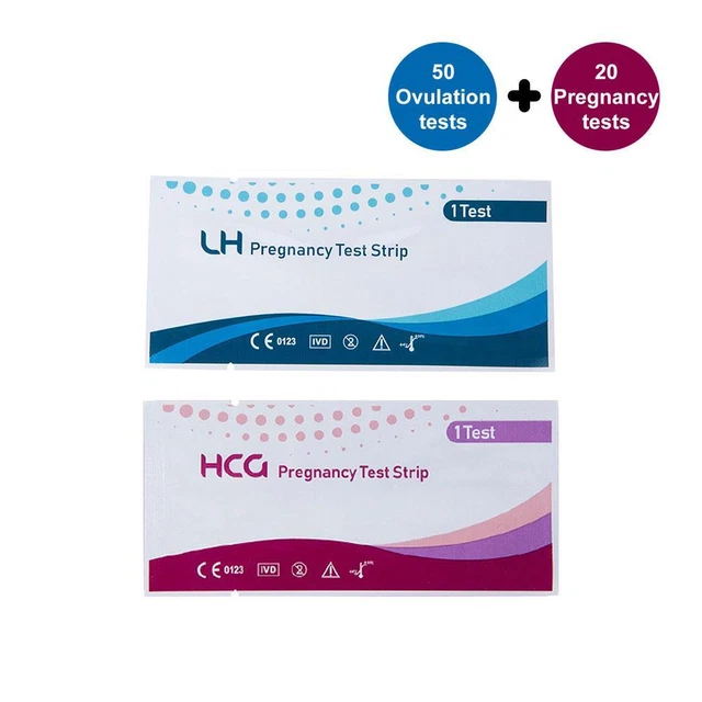 Kit predictor de prueba 50LH + 20HCG hogar 20 embarazo 50 tiras de ovulación