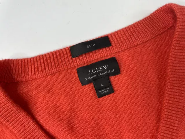 J Crew 100% Italian Cashmere Slim Fit V Neck Sweater Mens Large Pink/Red 2