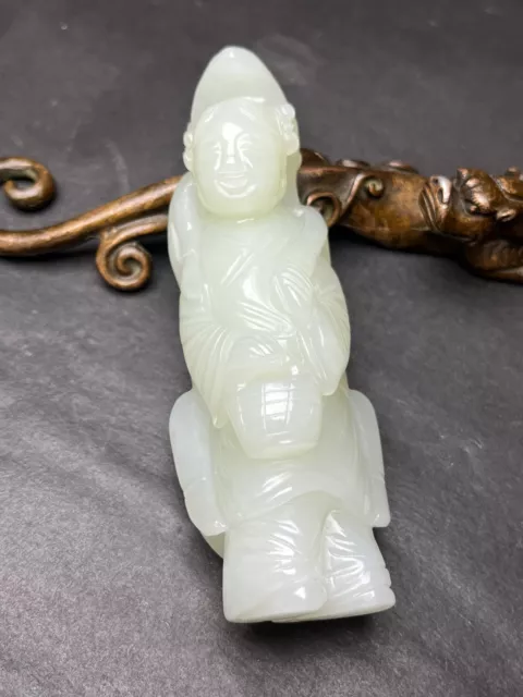 Chinese Exquisite Handmade Figure carving Hetian Jade Statue