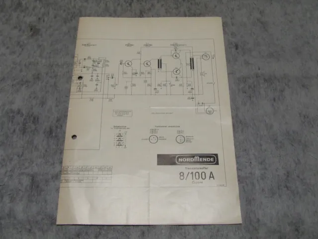 Schaltplan Service Manual für Kofferradio Radio Nordmende Clipper 8/100A