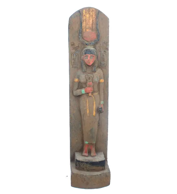 RARO ANTIGUO EGIPCIO ANTIGUO ISIS HATHOR Stand Estatua Piedra (EGYCOM)