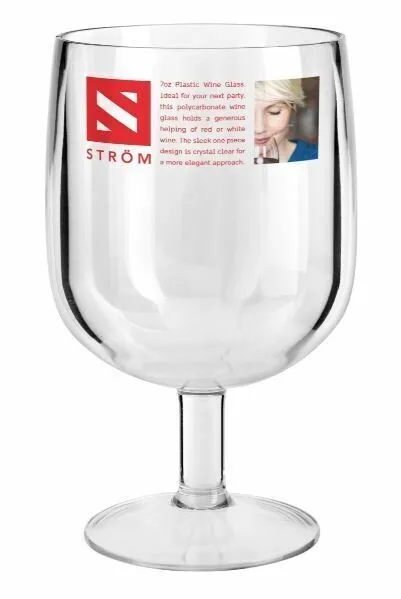6 Premium Plastic Wine Glasses Clear Wedding Party BBQ Drinking Glass 7oz 200ml
