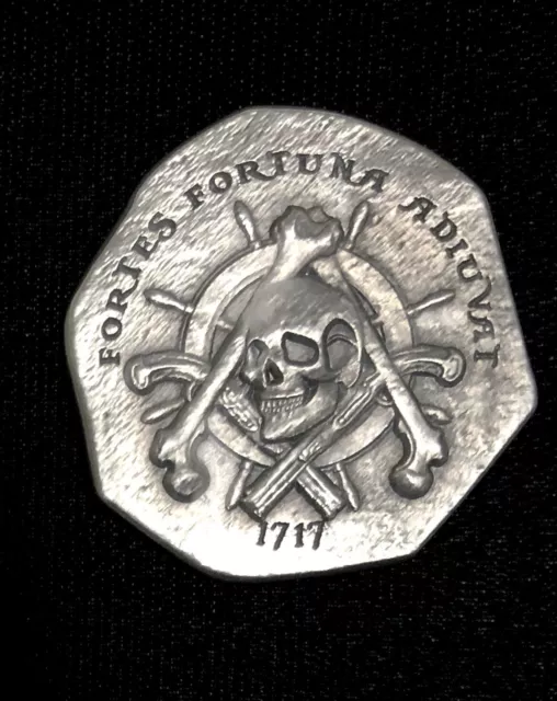 Treasure Cob Style Pirate Challenge Coin With Freemason Masonic Symbols Silver