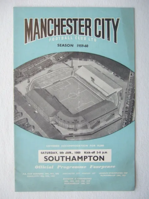 Manchester City v Southampton 9.1.1960 football programme
