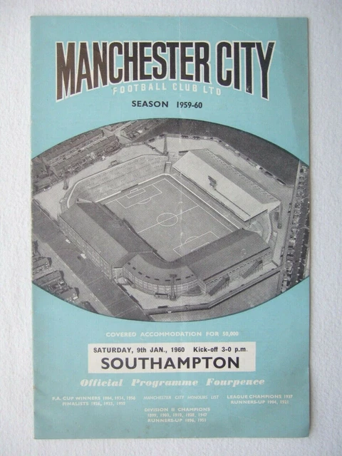 Manchester City v Southampton 9.1.1960 football programme