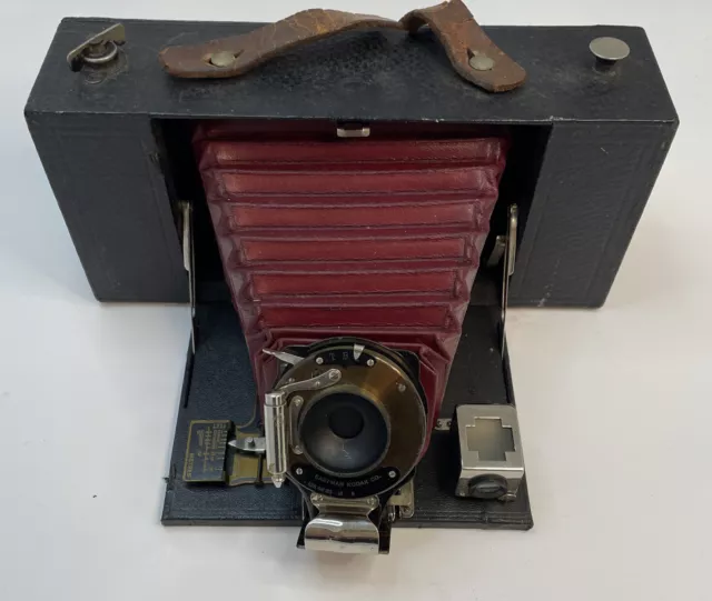Vintage Eastman Kodak Company Folding Brownie Red Billows Camera