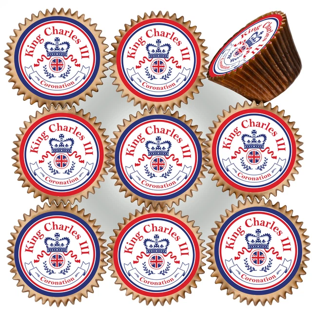 KING CHARLES CORONATION Crowning Edible Cupcake Toppers Cake