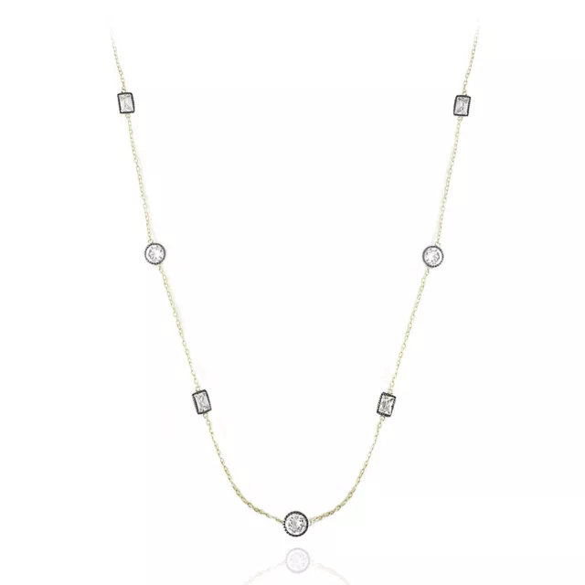 18K or Sur 925 Argent Zircone Géométrique Chaîne Collier, 18 ", 24 ", 91.4cm