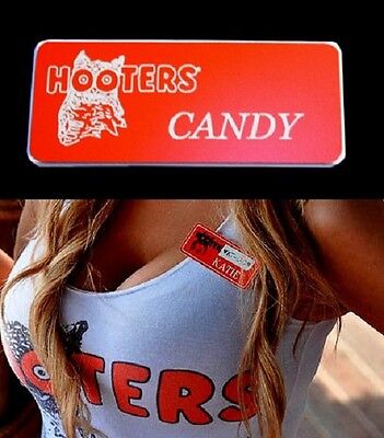 Hooters Girl Uniform Candy Name Tag Pin Pinback Celebrity Sexy lingerie xtra
