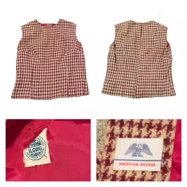 1960S HOUNDSTOOTH WOOL Suit Three Piece Dress Set / Women’s XXS * $30. ...