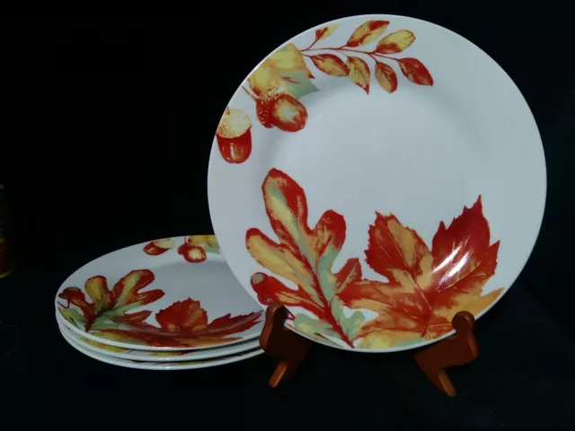 4 Royal Norfolk Fall Autumn Leaves & Acorns Thanksgiving Dinner Plates NWT