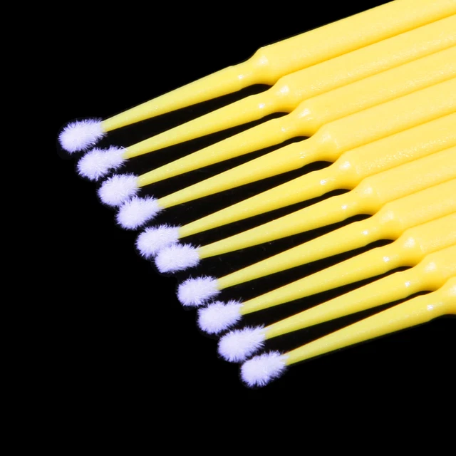 Dental Micro Applicator Brush Disposable Makeup Eyelash Brushes 2.0mm Yellow