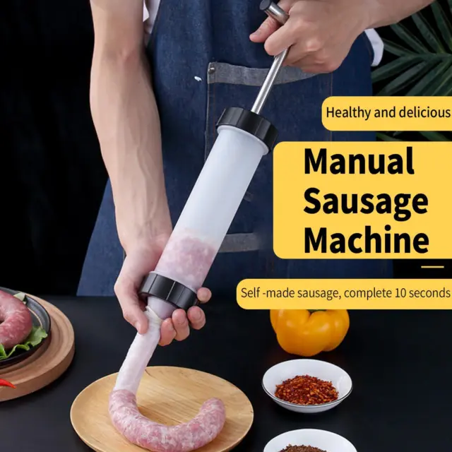 Manual Sausage Machine Meat Stuffer Filler Salami Maker & Funnel Kitchen ToT0
