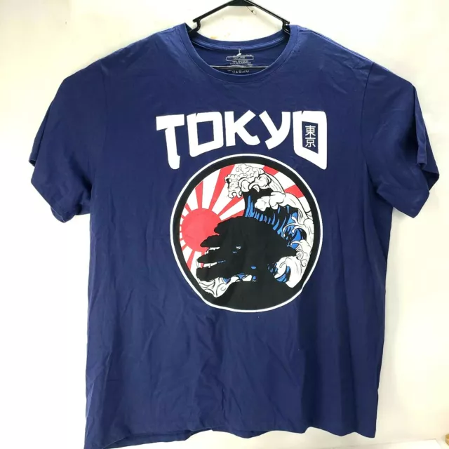 Toyko Sun Blue Wave Bonsai Tree Men 4X Large Plus size Crewneck T Shirt Tee