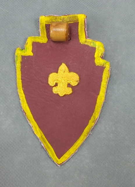 Vintage BSA Boy Scouts LEATHER & SUEDE Hand Crafted Painted Border PATCH BADGE