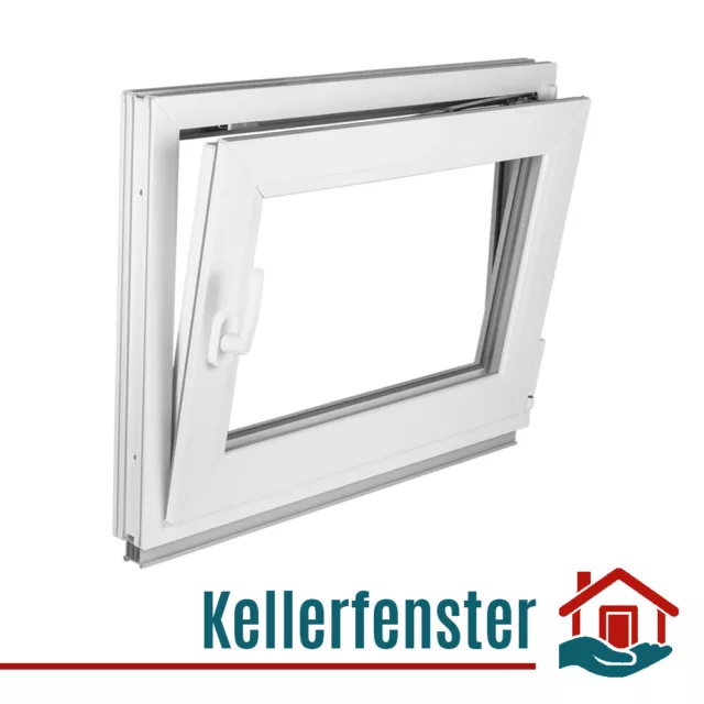 Kellerfenster Fenster Kunststoff 2-fach Verglasung Normalglas Weiß Premium