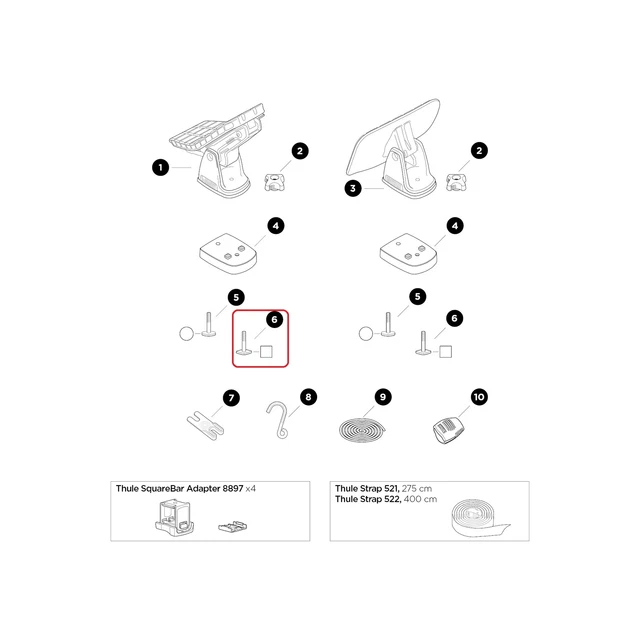 Thule T-Bolt M6 serrato per DockGlide DockGrip 52831