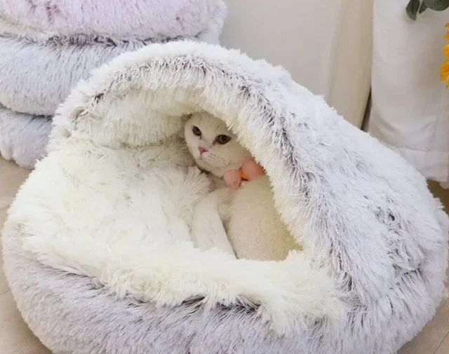 Soft Plush round Cat Bed Pet Mattress Warm Comfortable Basket Cat Dog